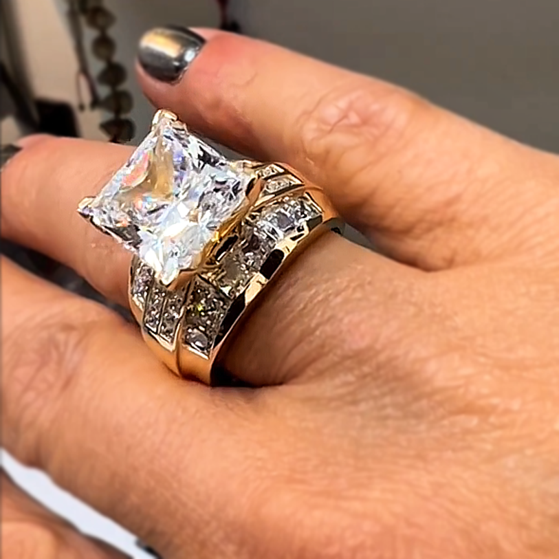 Gorgeous 6 ctw Princess Square Cut White Gemstone Engagement Ring