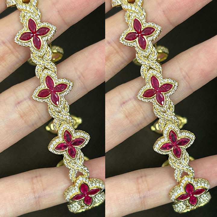 Marquise Cut Peridot Sapphire Chain Bracelet for Men - Fierylee Made