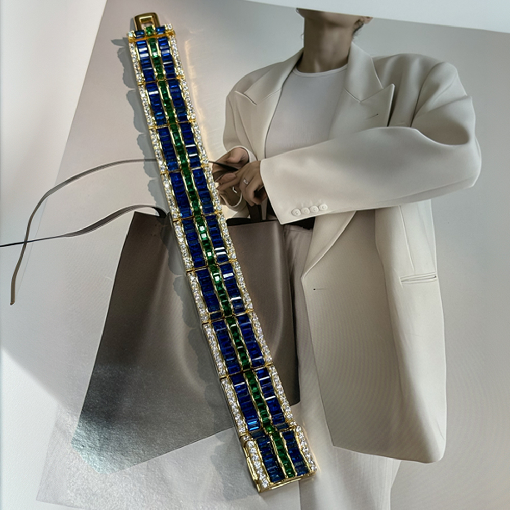 Channel Setting Three Tone Gemstone Bracelet