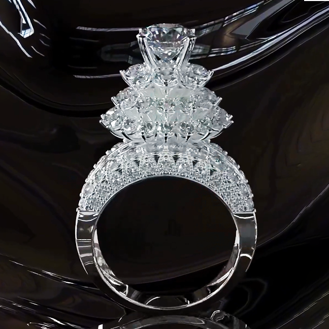 Deluxe 15ctw Round Cut White Gemstone Engagement Ring