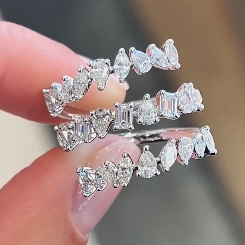 4.8ctw Triple Row Spiral Wrap Gemstone Ring