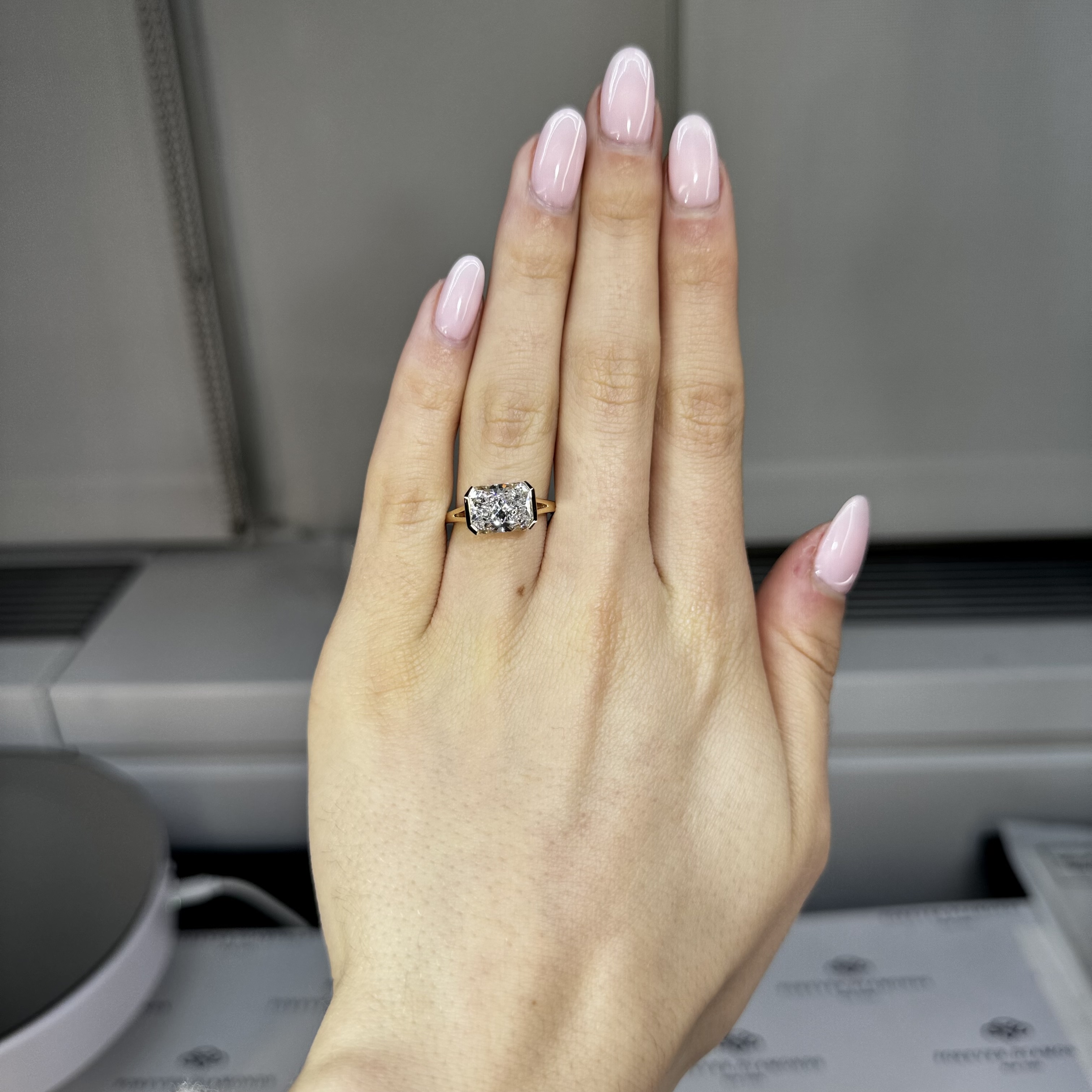 4 ct Channel Setting Radiant Cut White Sapphire Gold Ring