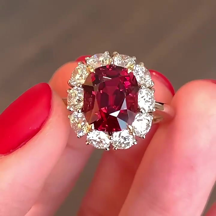 6ct Cushion Cut Garnet Sapphire Engagement Ring