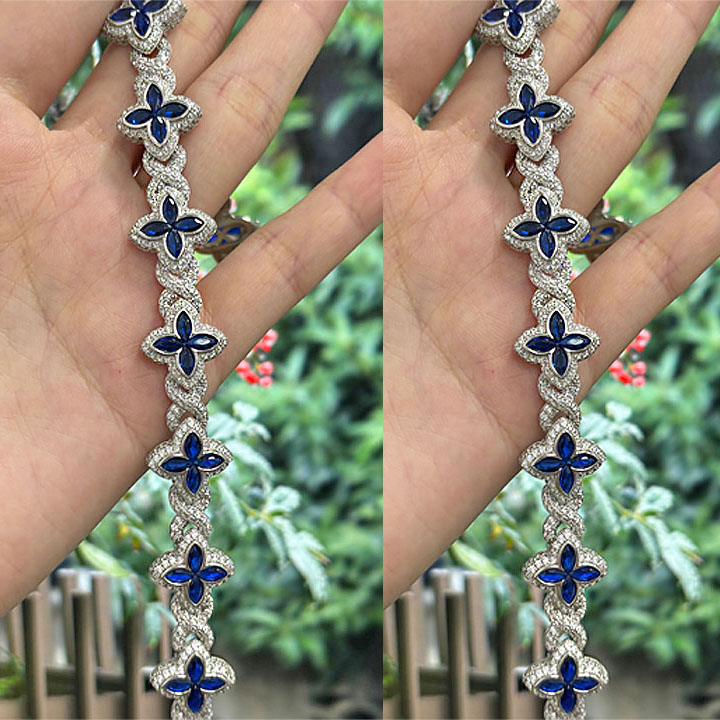 Marquise Cut Peridot Sapphire Chain Bracelet for Men - Fierylee Made