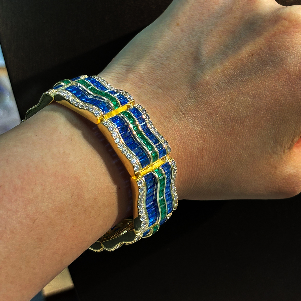 Channel Setting Three Tone Gemstone Bracelet