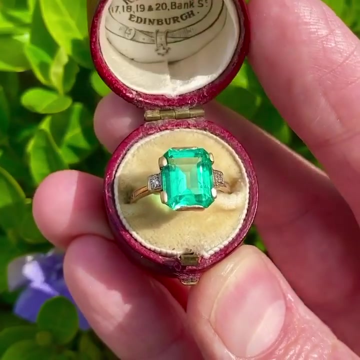 5ct Emerald Cut Green Sapphire Engagement Ring