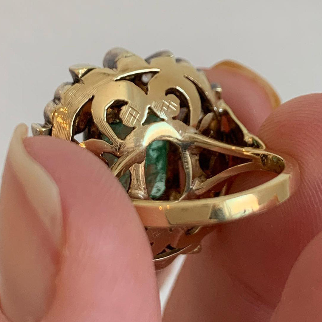 6.6ct Vintage Emerald Engagement Ring