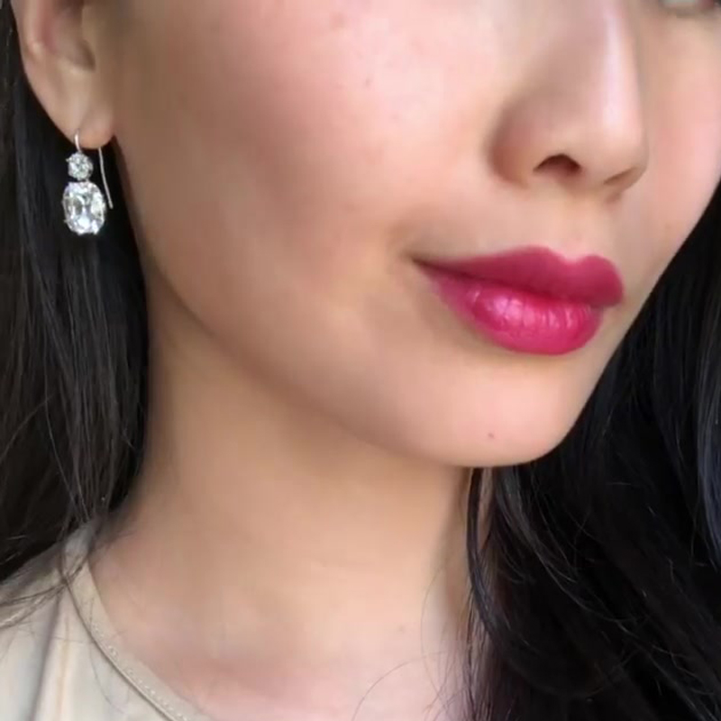 Old Mine Cut White Sapphire Drop Earrings