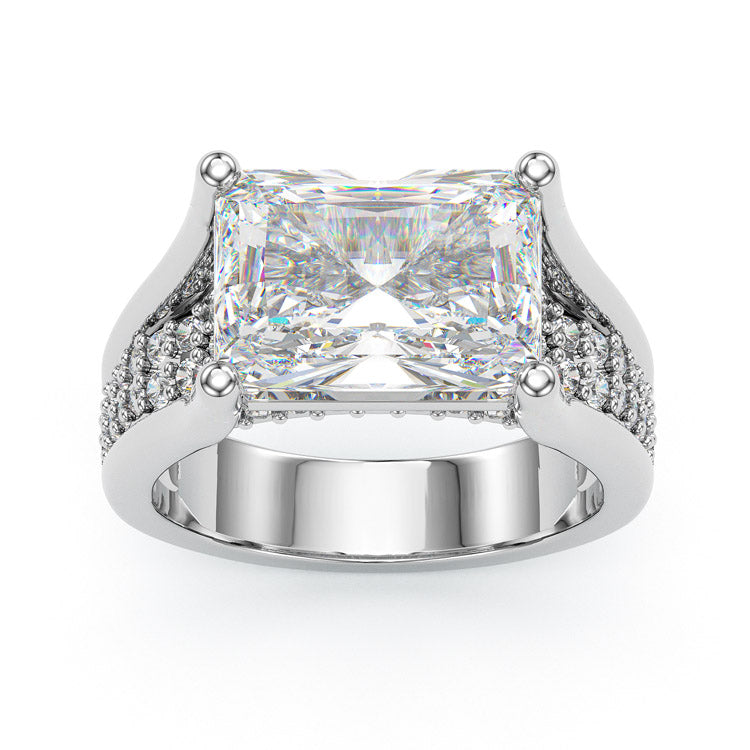 7ct East-West Design Radiant Cut White Sapphire Ring