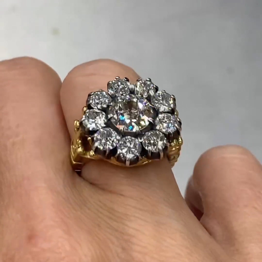4.03ct Antique Old European Cut Genstone Ring