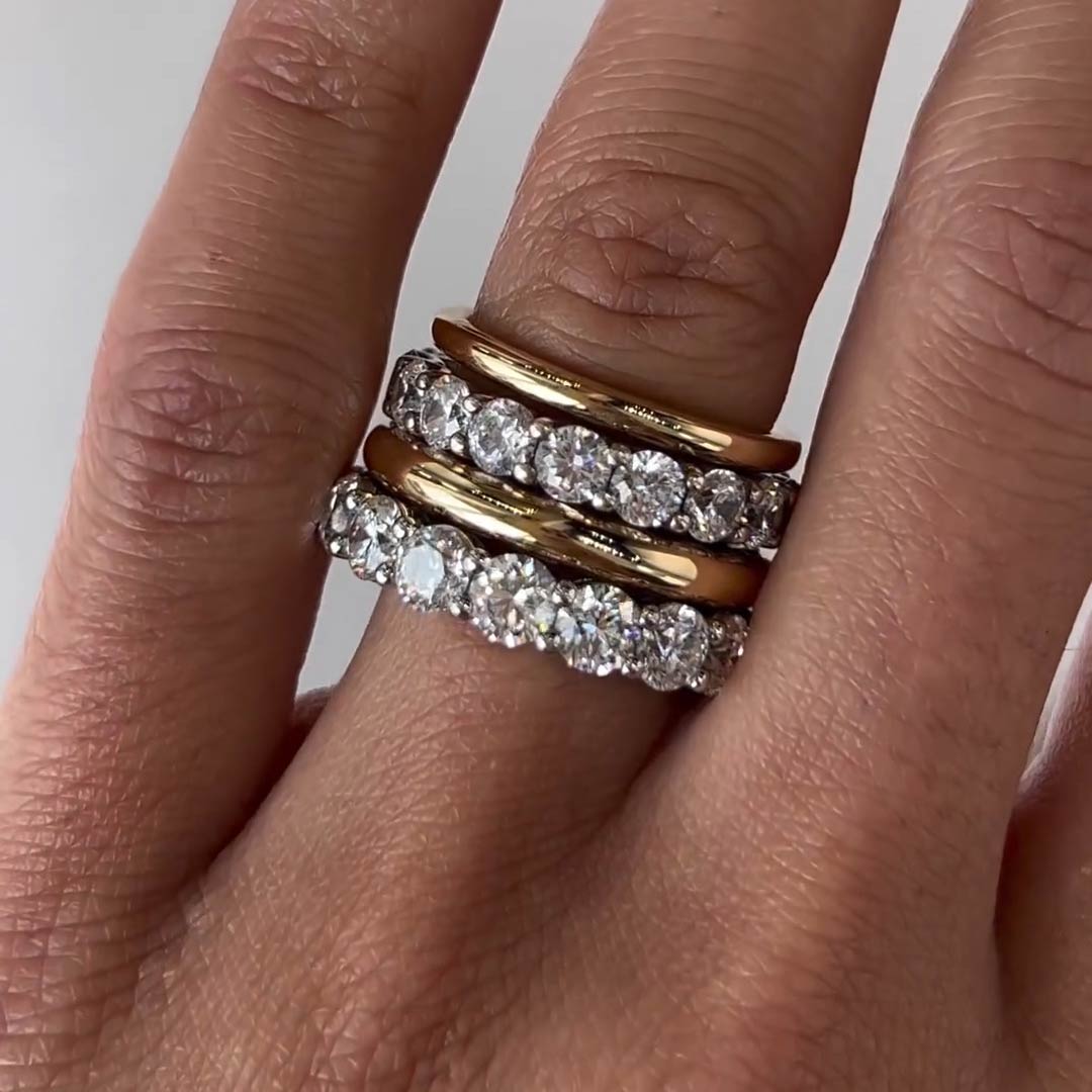 10ctw Round Cut 4 Piece Stacking Ring