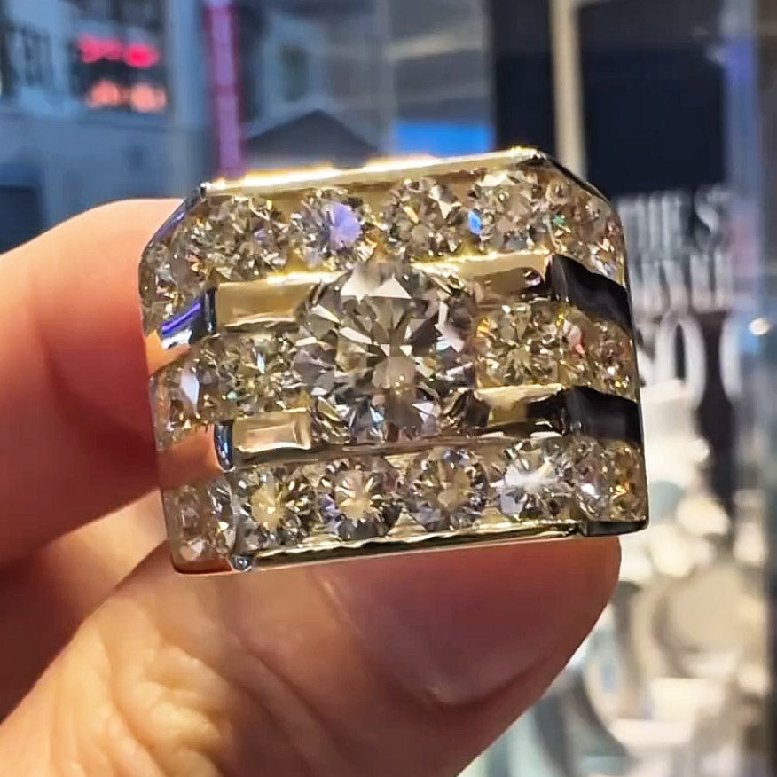 8.0ctw Gold Gemstone Cocktail Wide Shank Ring