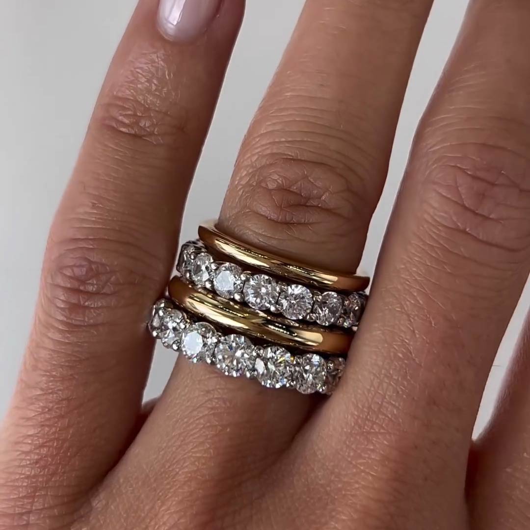10ctw Round Cut 4 Piece Stacking Ring