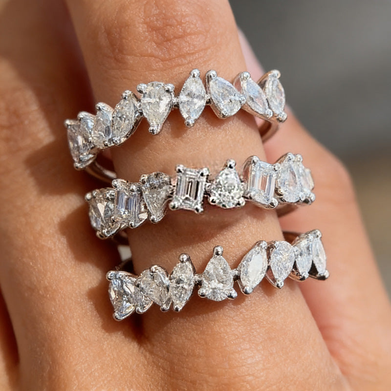 4.8ctw Triple Row Spiral Wrap Gemstone Ring
