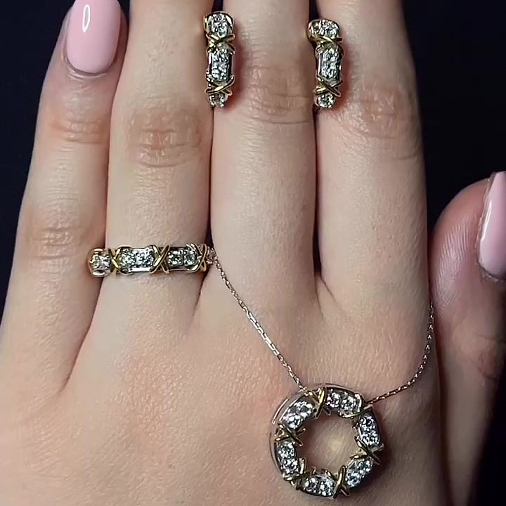 Luxury Silver Round Cut White Sapphire Set/3pcs