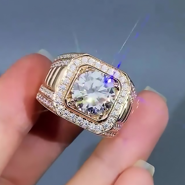 5ct Round Cut White Sapphire Men's Engagement Ring