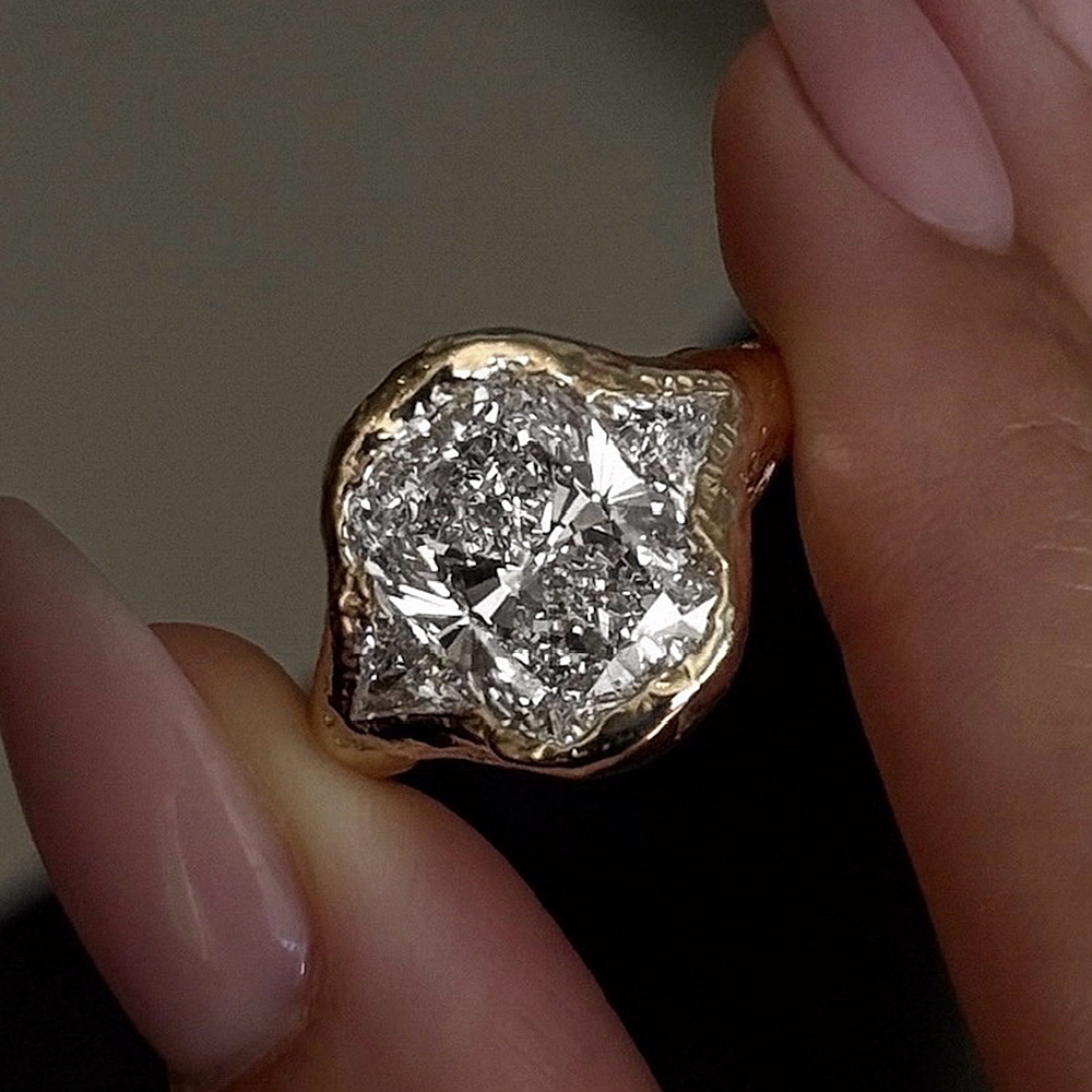 3ct Bezel Setting Cushion Cut White Sapphire Ring in Gold Plating