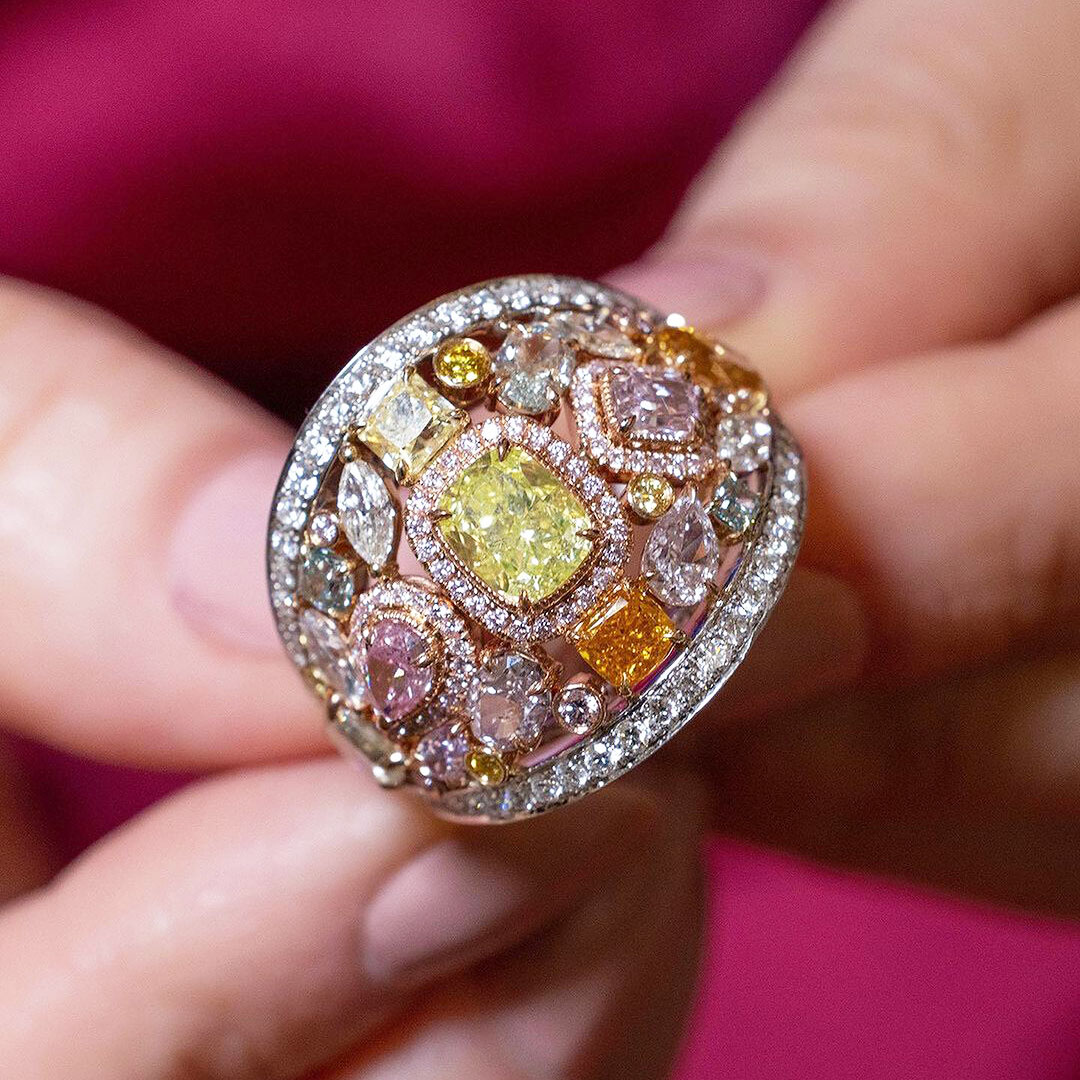 8.15ct Irregular Cut Colorful Sapphire Cocktail Ring