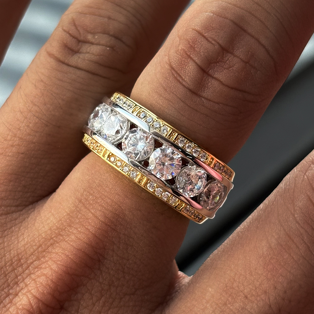 3.5ct Round Cut White Sapphire Men's Eternity Ring