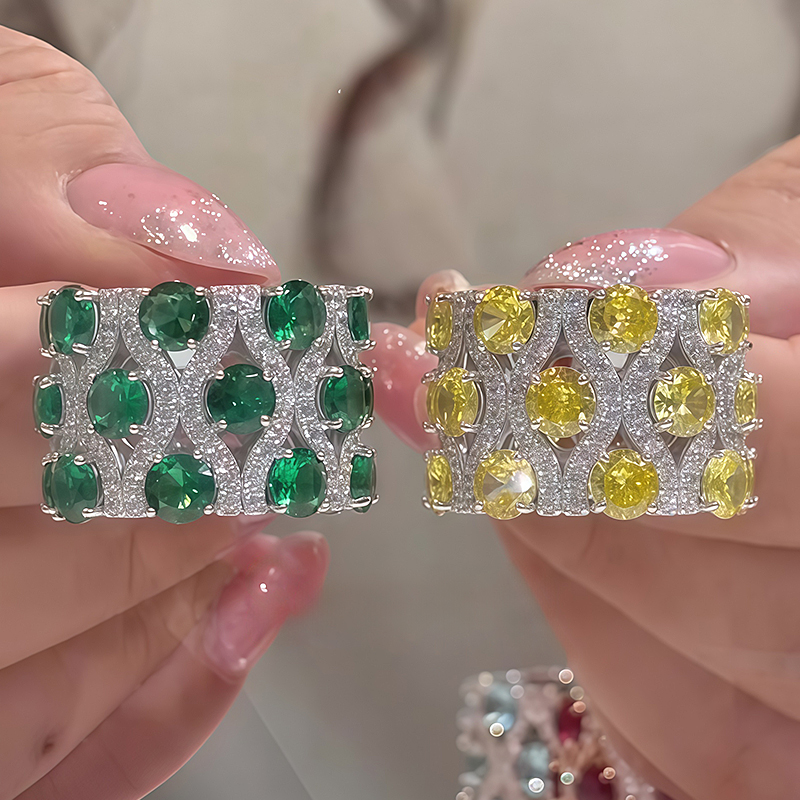 Grid Pattern Multi-Color Sapphire Round Cut Wide Wedding Band