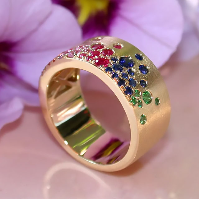 1.34ct Round Cut Rainbow Sapphire Eternity Ring