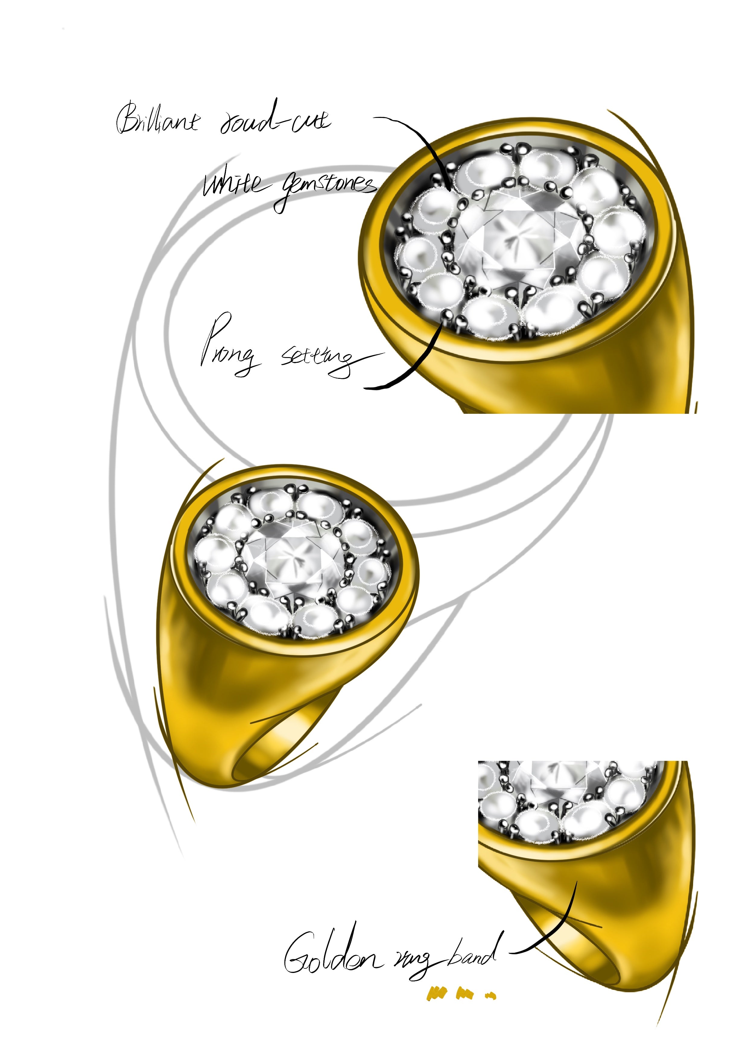 5.5 ct Round Cut White Diamond Stamp Engagement Ring