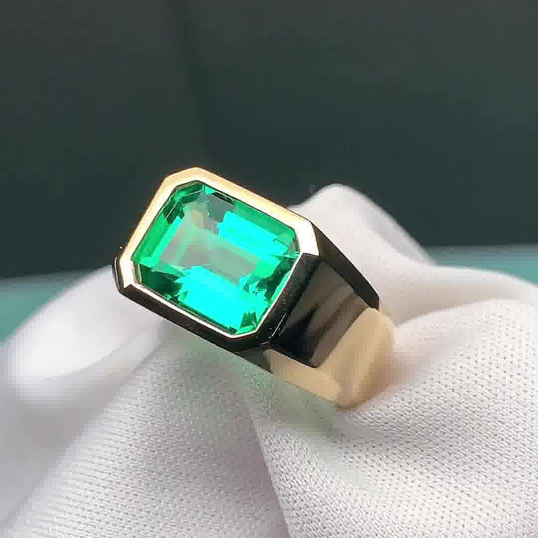 5 ct Emerald Cut Emerald Sapphire Men's Engagement Ring