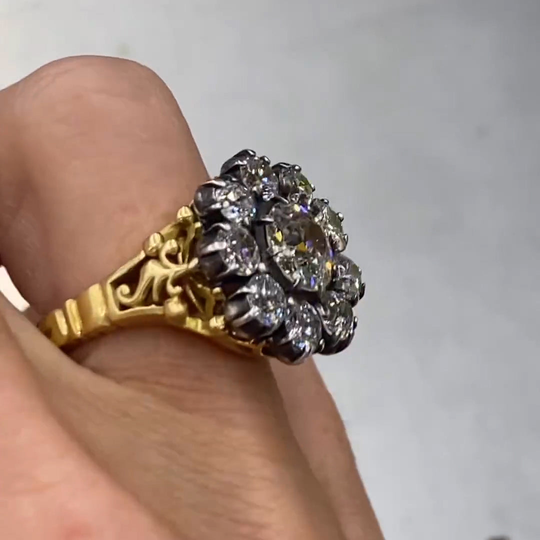 4.03ct Antique Old European Cut Genstone Ring