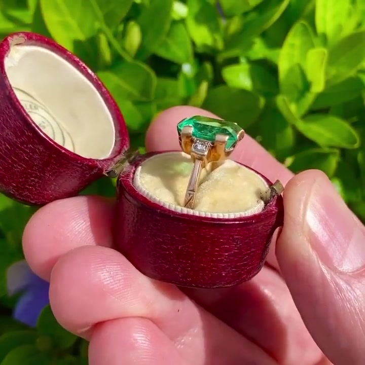 5ct Emerald Cut Green Sapphire Engagement Ring