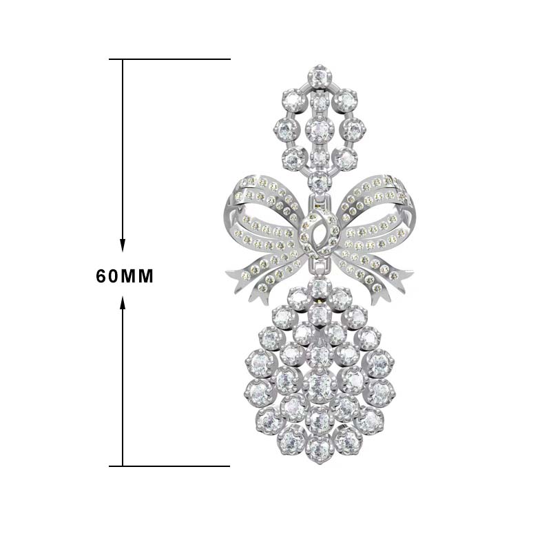 Luxurious Vintage 7ct Round Cut White Diamond Bow Earrings