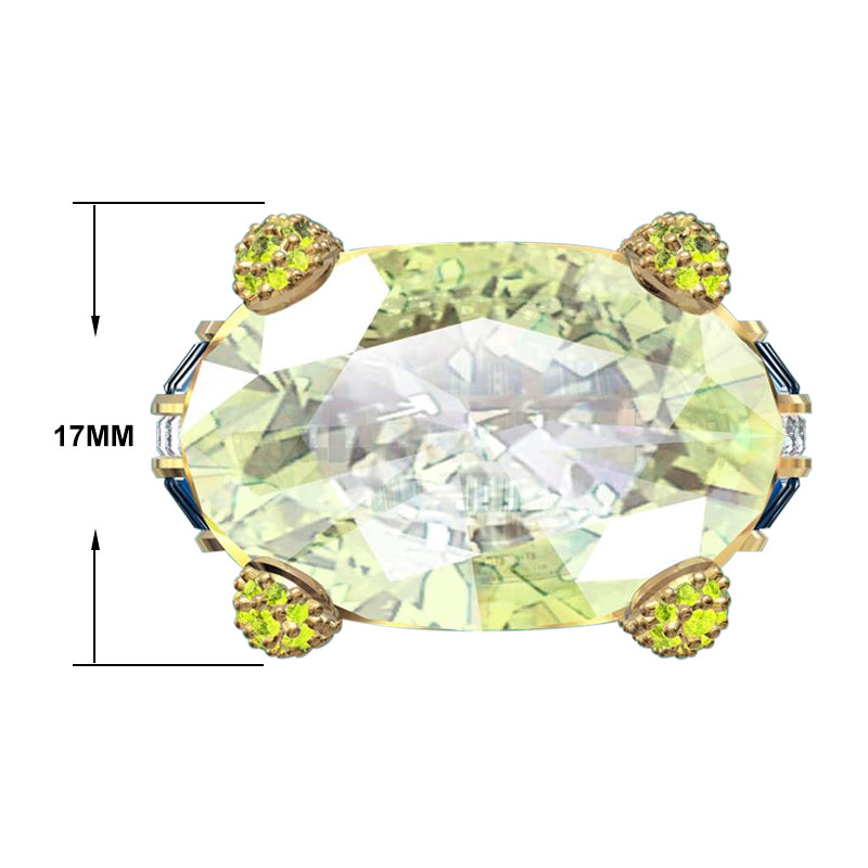 8ct Oval Cut Yellow and Blue Stones Ring