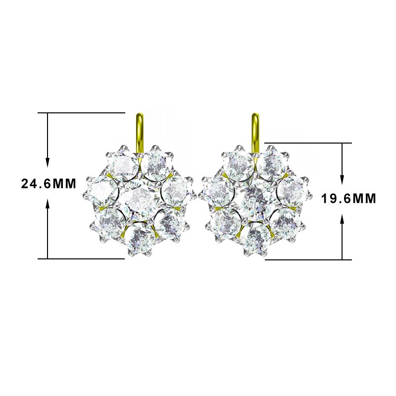 Vintage 3 ctw Round Cut White Gemstone Flower Earrings