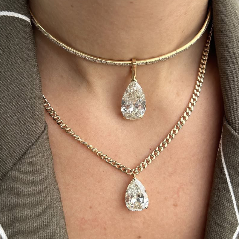 Fashion Pear Cut White Sapphire Choker Necklace