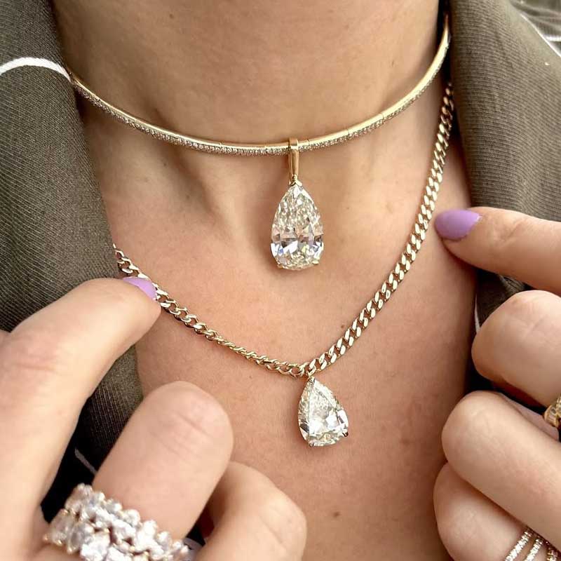 Fashion Pear Cut White Sapphire Choker Necklace