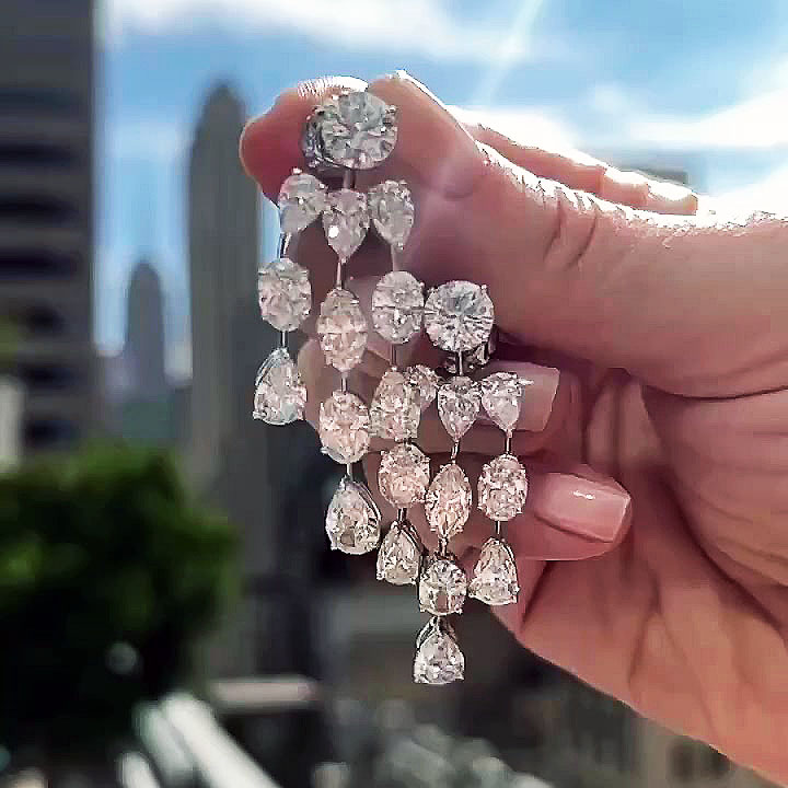 S925 Moissanite Pear Cut Dangle Earrings - Fierylee Made