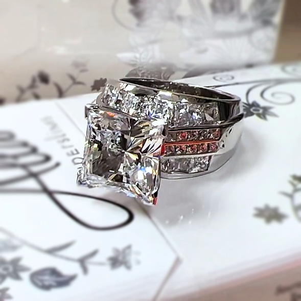 Gorgeous 6 ctw Princess Square Cut White Gemstone Engagement Ring