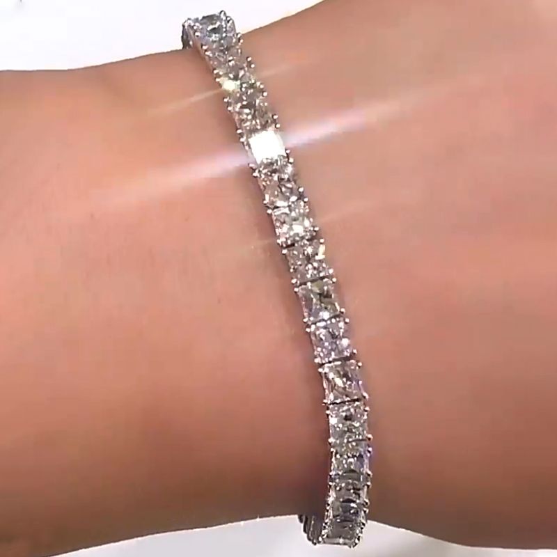 Princess Cut White Sapphire Tennis Chain Bracelet