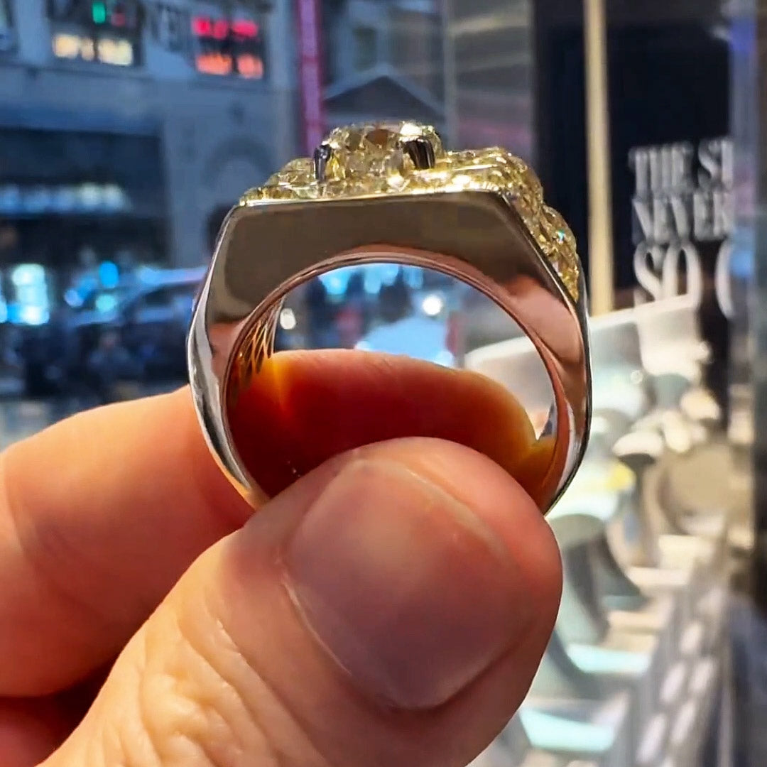 8.0ctw Gold Gemstone Cocktail Wide Shank Ring