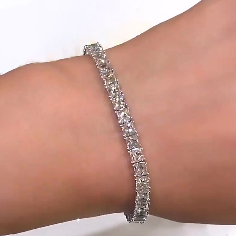 Princess Cut White Sapphire Tennis Chain Bracelet