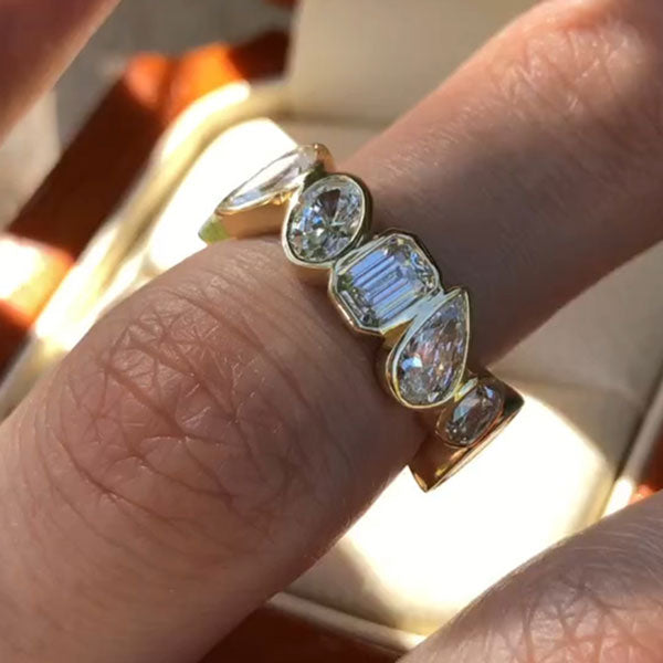 Multi-Cut Mixed Shape Eternity Wedding Band