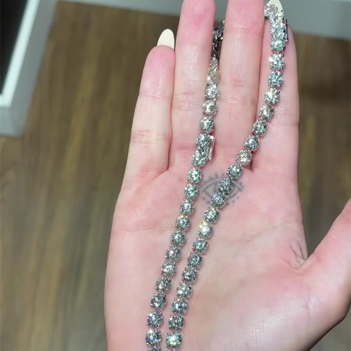 Round Cut White Sapphire Tennis Necklace Choker