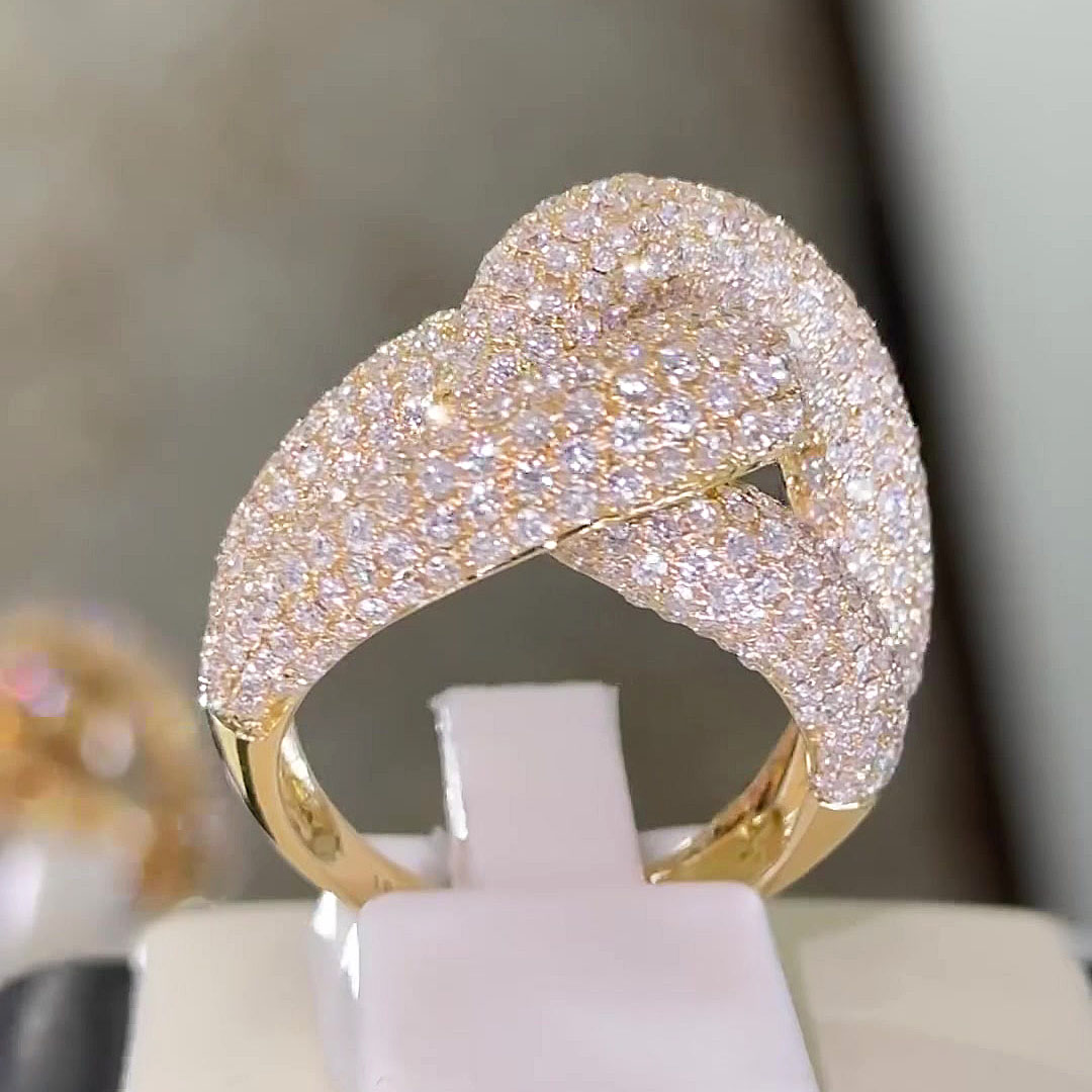 7.85ct Micro-Paved Setting White Sapphire Cocktail Ring