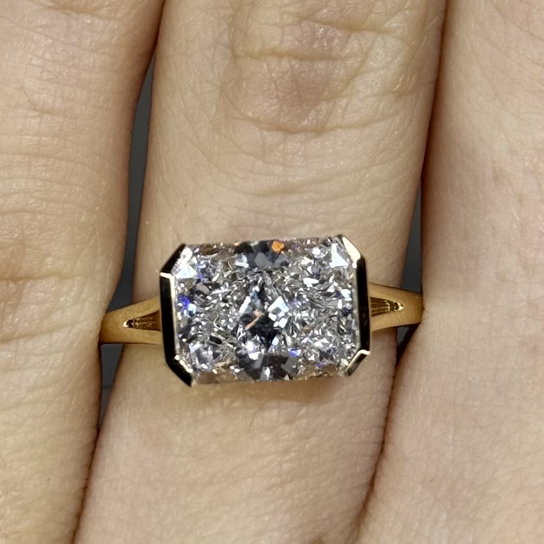 4 ct Channel Setting Radiant Cut White Sapphire Gold Ring