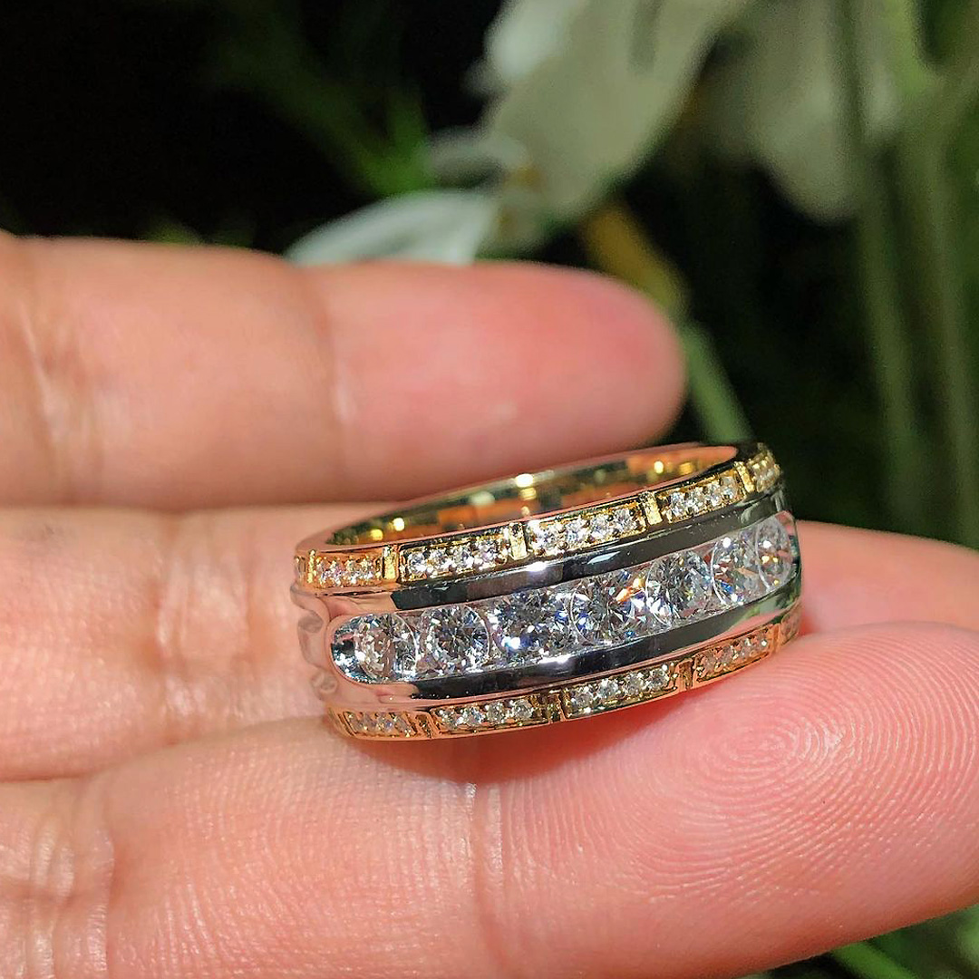 3.5ct Round Cut White Sapphire Men's Eternity Ring