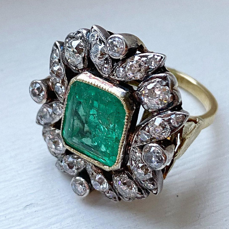 6.6ct Vintage Emerald Engagement Ring