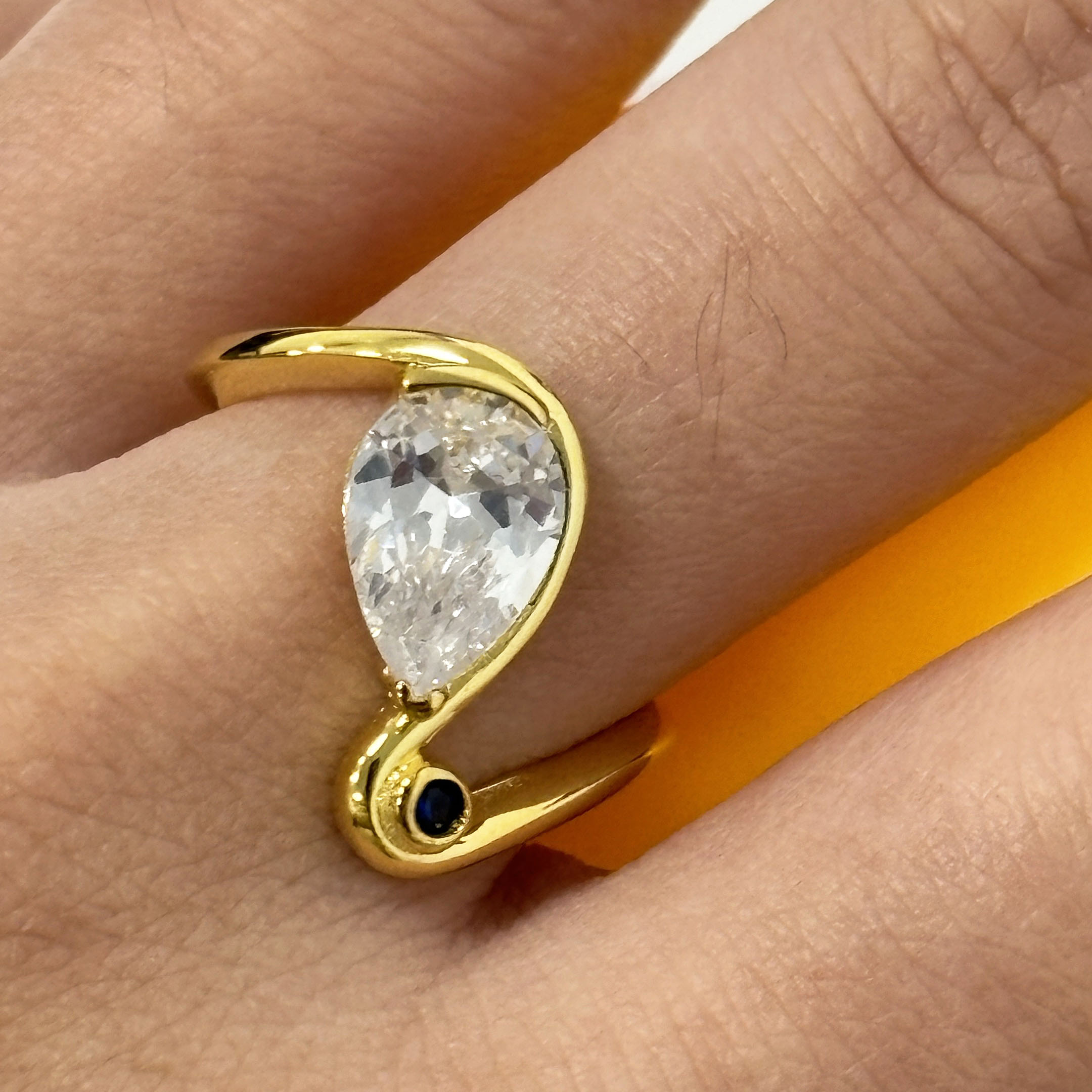 2ct Pear Cut White Sapphire Engagement Ring