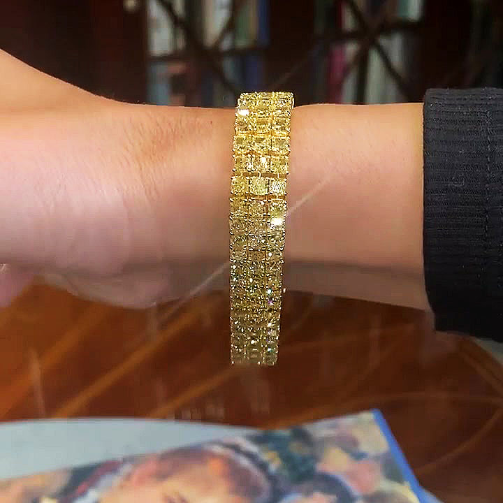Triple Row Princess Cut Yellow Sapphire Bracelet