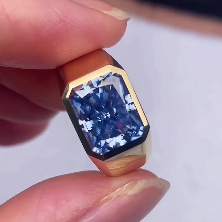 5 ct Radiant Cut Blue Sapphire Men's Engagement Ring