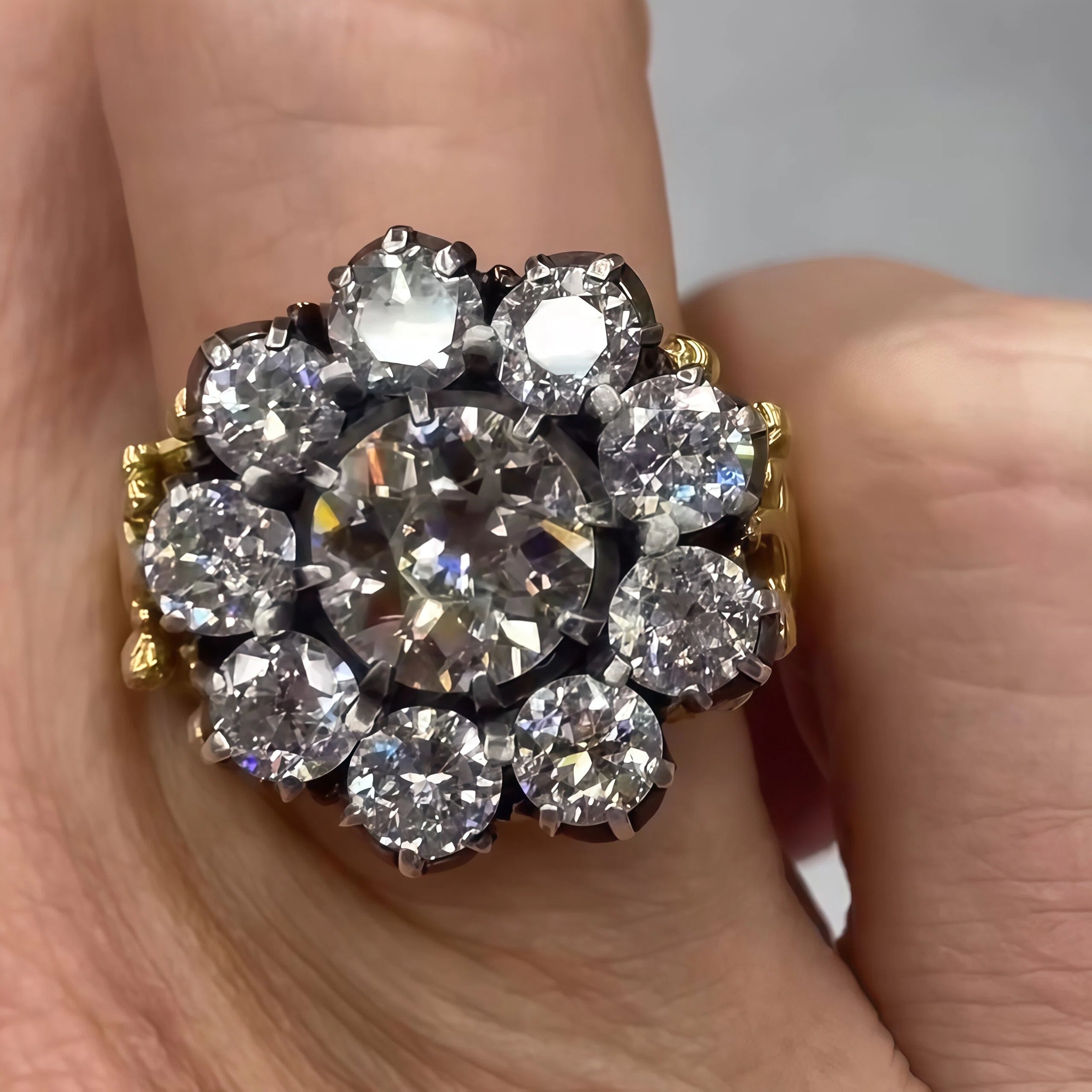 4.03ct Antique Old European Cut Genstone Ring