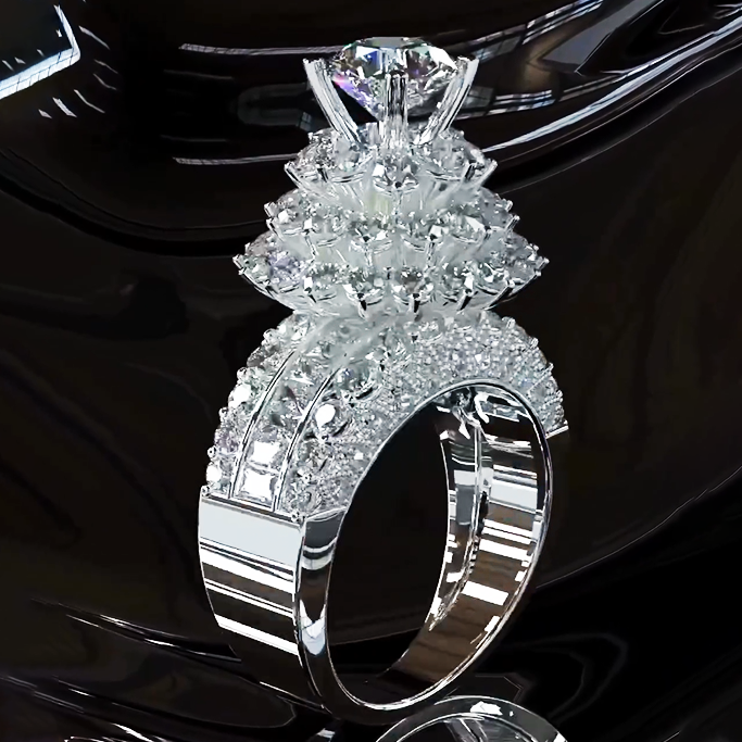 Deluxe 15ctw Round Cut White Gemstone Engagement Ring